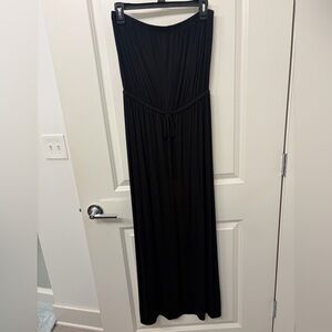 Classic Black Maxi Dress with Waist Tie